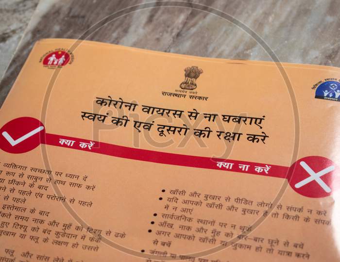 Posters distributed by rajasthan government to aware people about corona virus or covid-19 disease