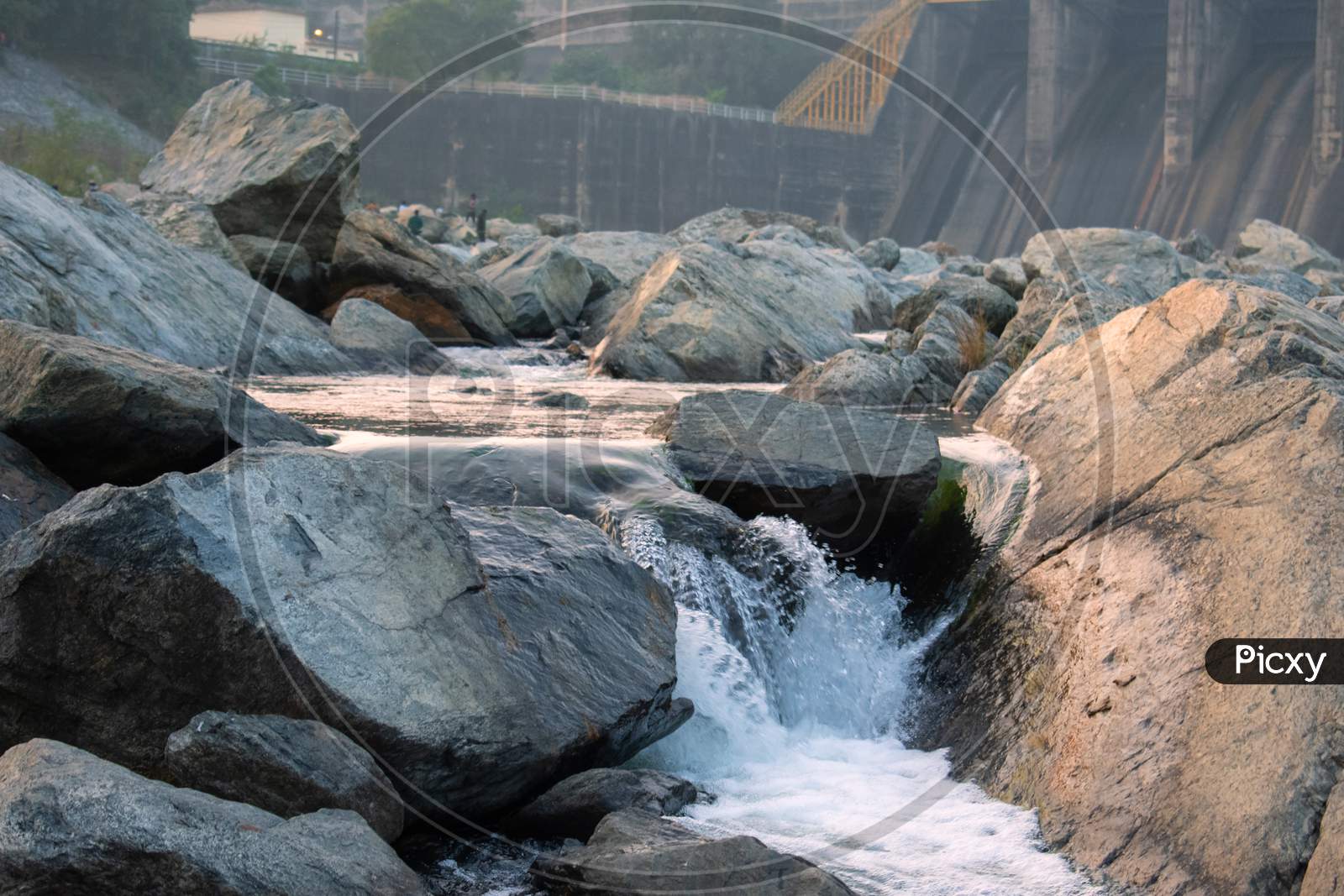 Water Stream Flowing Between The Rocks In Maithon Dam