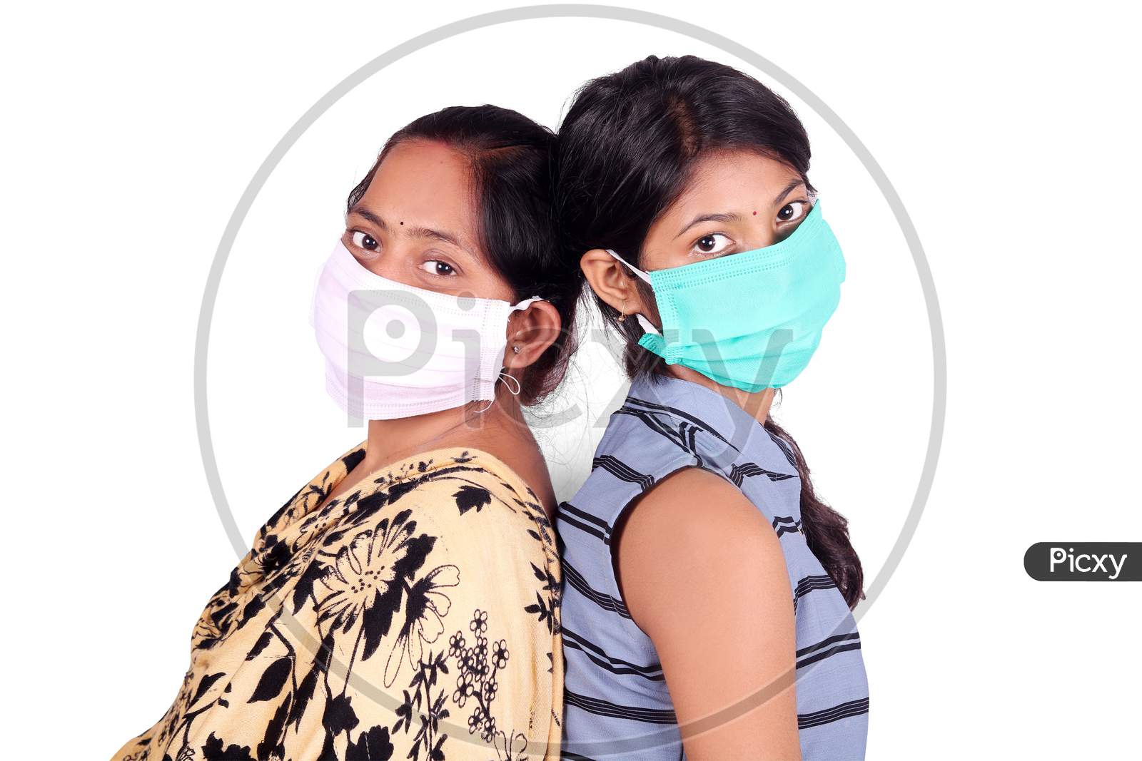 Women Wearing mask to stop the spread of corona virus or Covid-19
