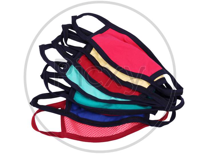Cotton face Masks of different colors  stock photo