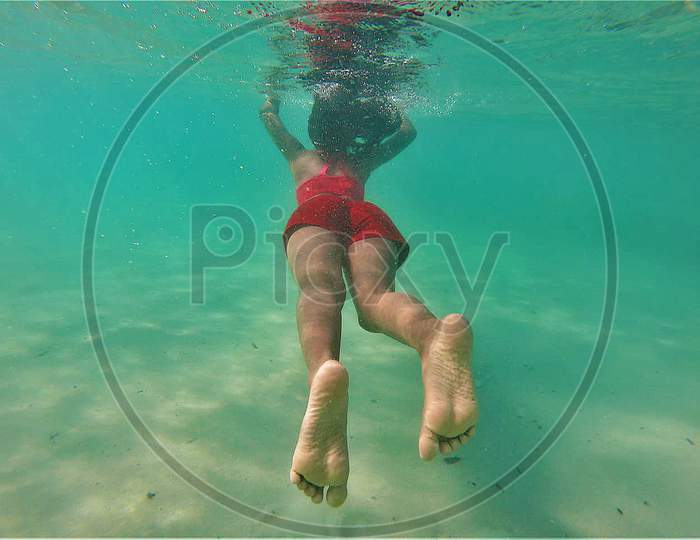  A woman Floating in the water