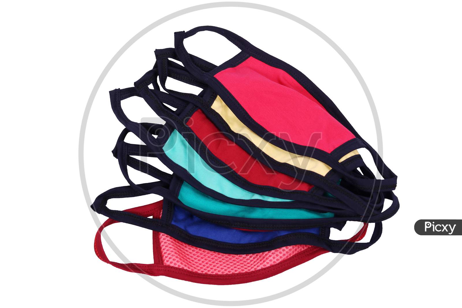 Cotton face Masks of different colors  stock photo