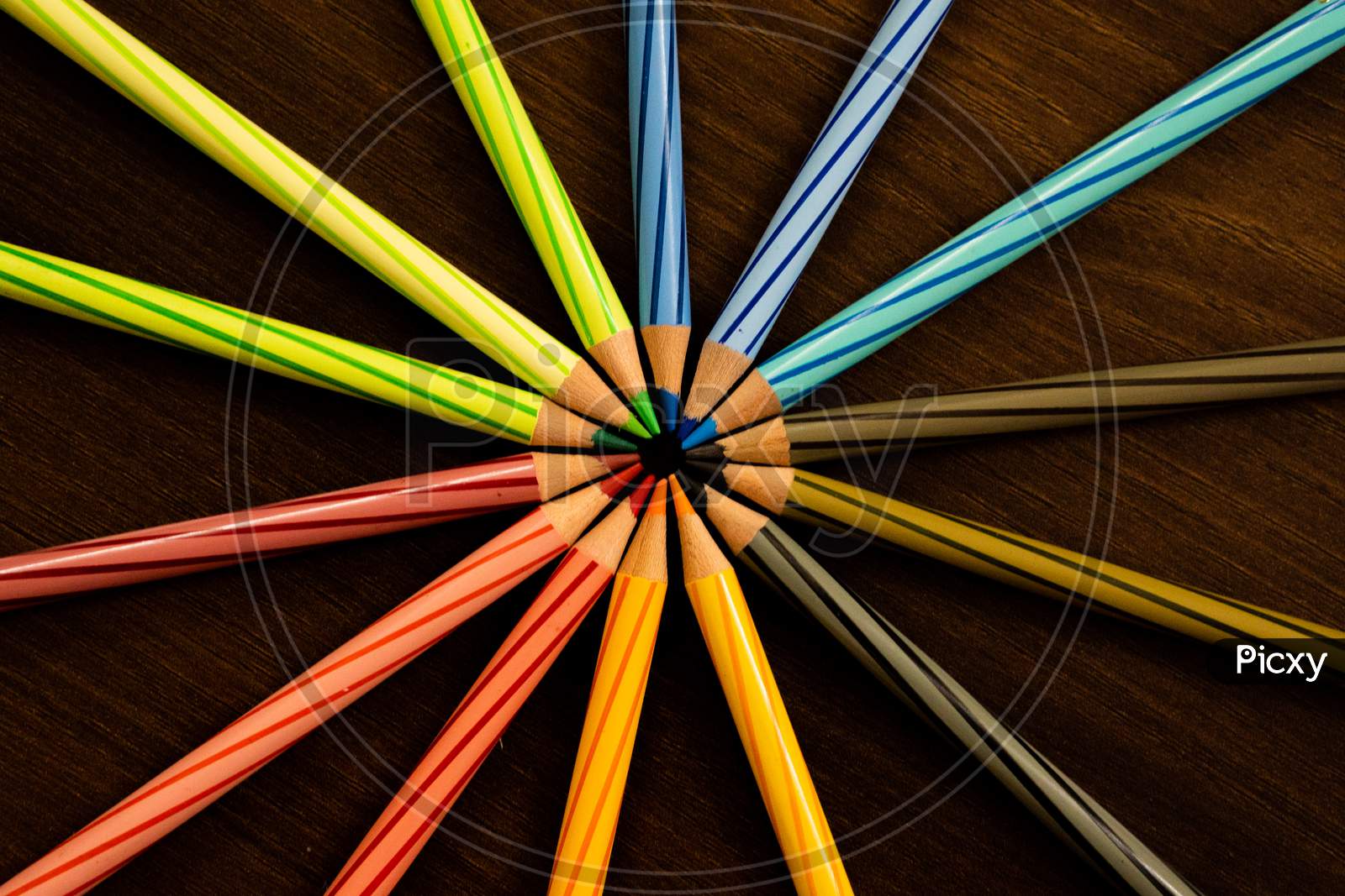Color Pencils in a group  On black Background