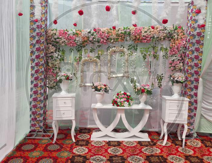 Decoration With fresh Flowers At an Indian Wedding