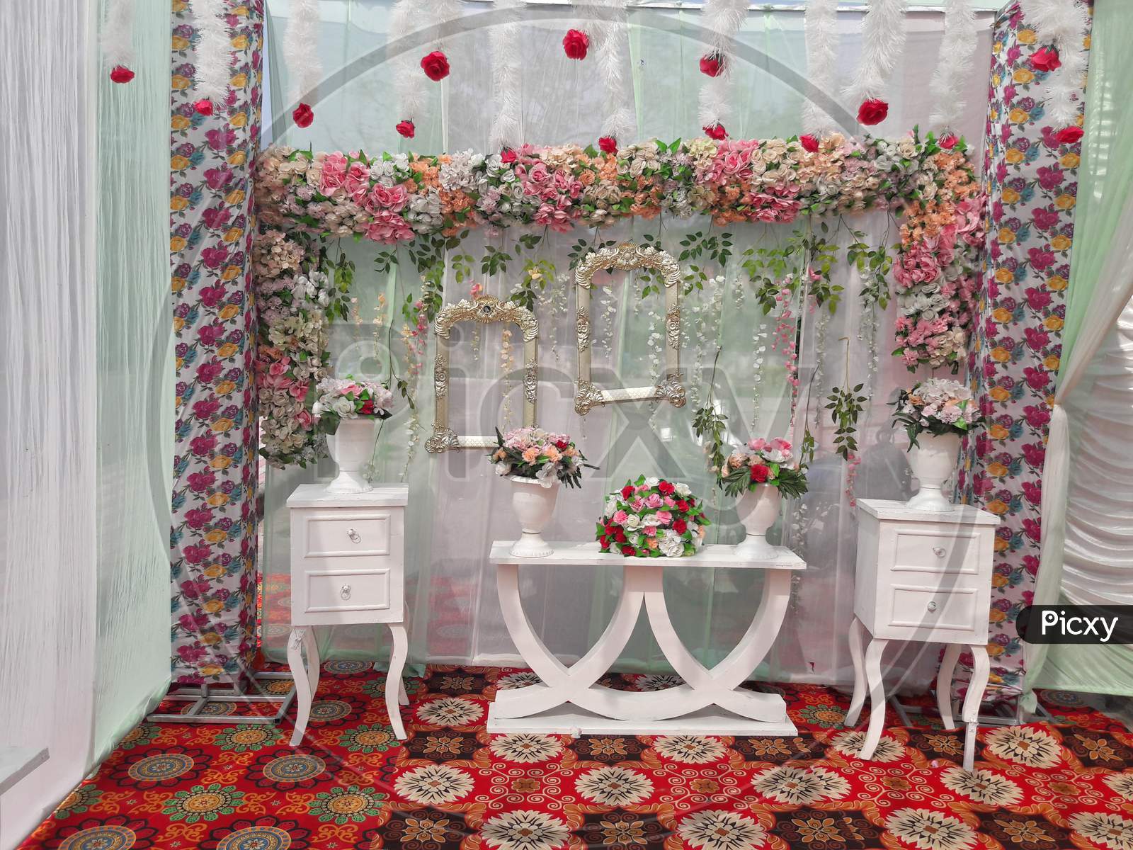 Decoration With fresh Flowers At an Indian Wedding