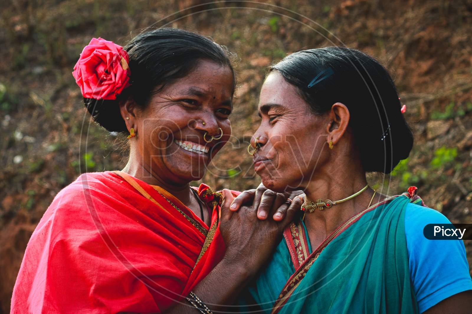 tribal women laughing 