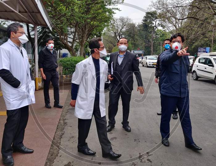 Meghalaya  Chief Minister Conrad Sangma Visited The Covid19 Hospital For A Review Meeting With The Doctors And Officials  At Civil Hospital ,Shillong In Meghalaya On April 17,2020