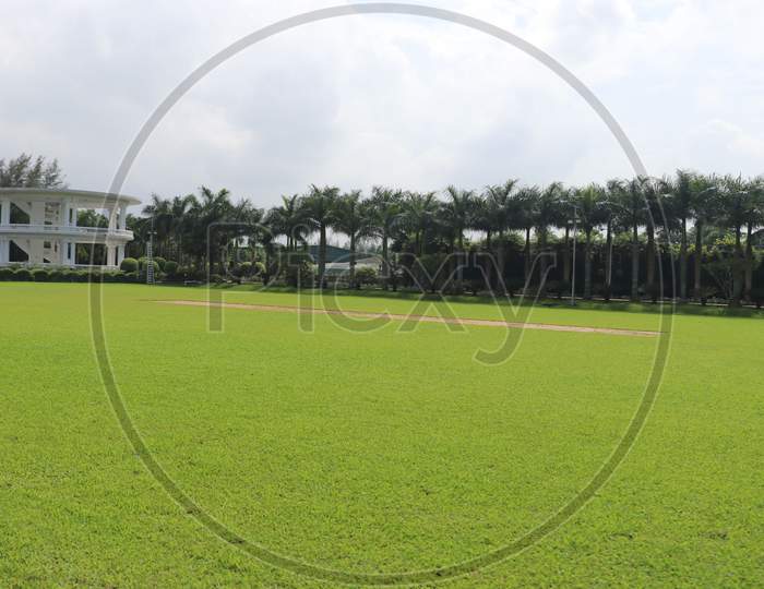Green Field Inside The Park, Used As Play Ground