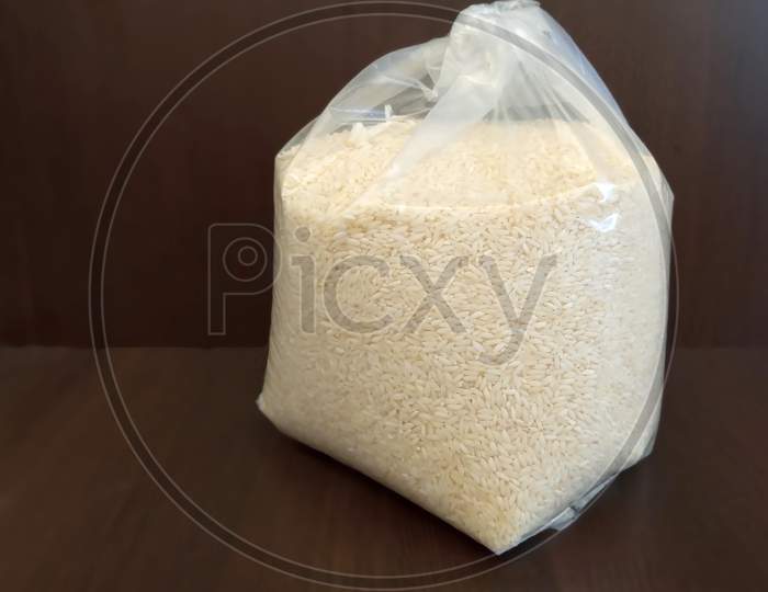 Rice Packet purchased as household provision, a staple food in southern India