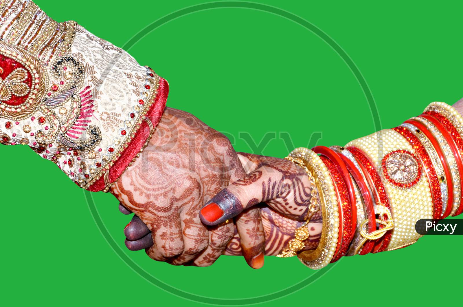 Bride & Groom Hands Together In Indian Wedding