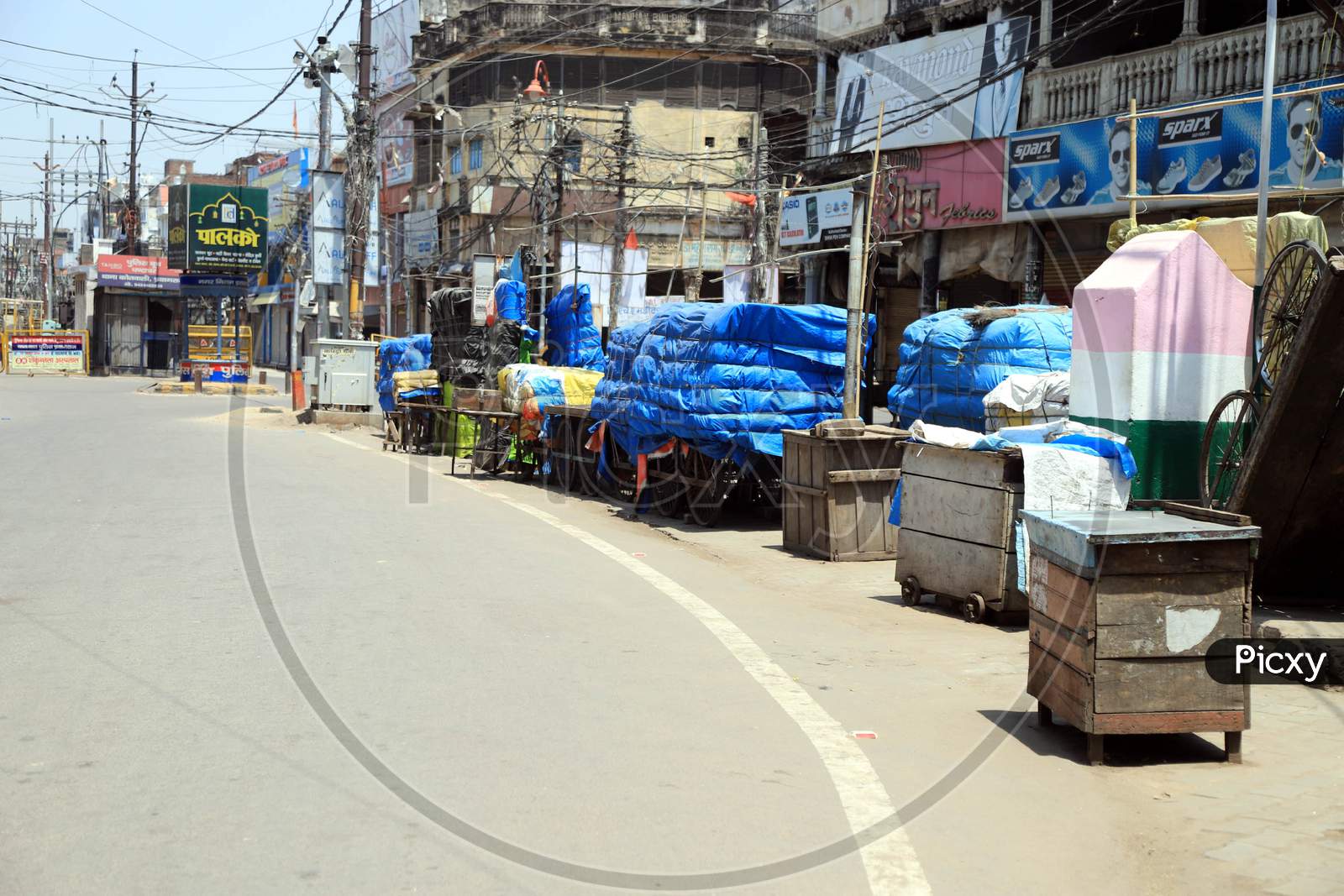 A View Of Closed Road Side Shop During A Nationwide Lockdown To Slow The Spreading Of The Coronavirus Disease (Covid-19), In Prayagraj, April, 18, 2020.