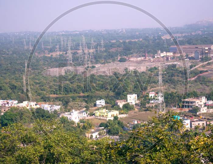 View Of A Residential Area Captured From Top Of The Hill In Maithon