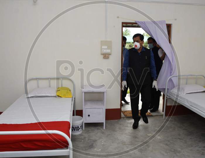 Assam Chief Minister Sarbananda Sonowal Visiting Sonaigaon Camp Quarantine Center At Udalguri District Of Assam  On April 18, 2020