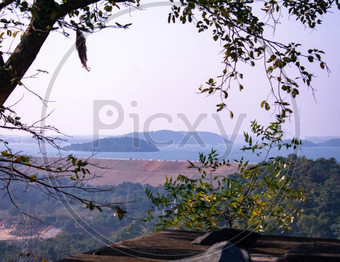 A View Of The Maithon Dam From The Top Of A Hill