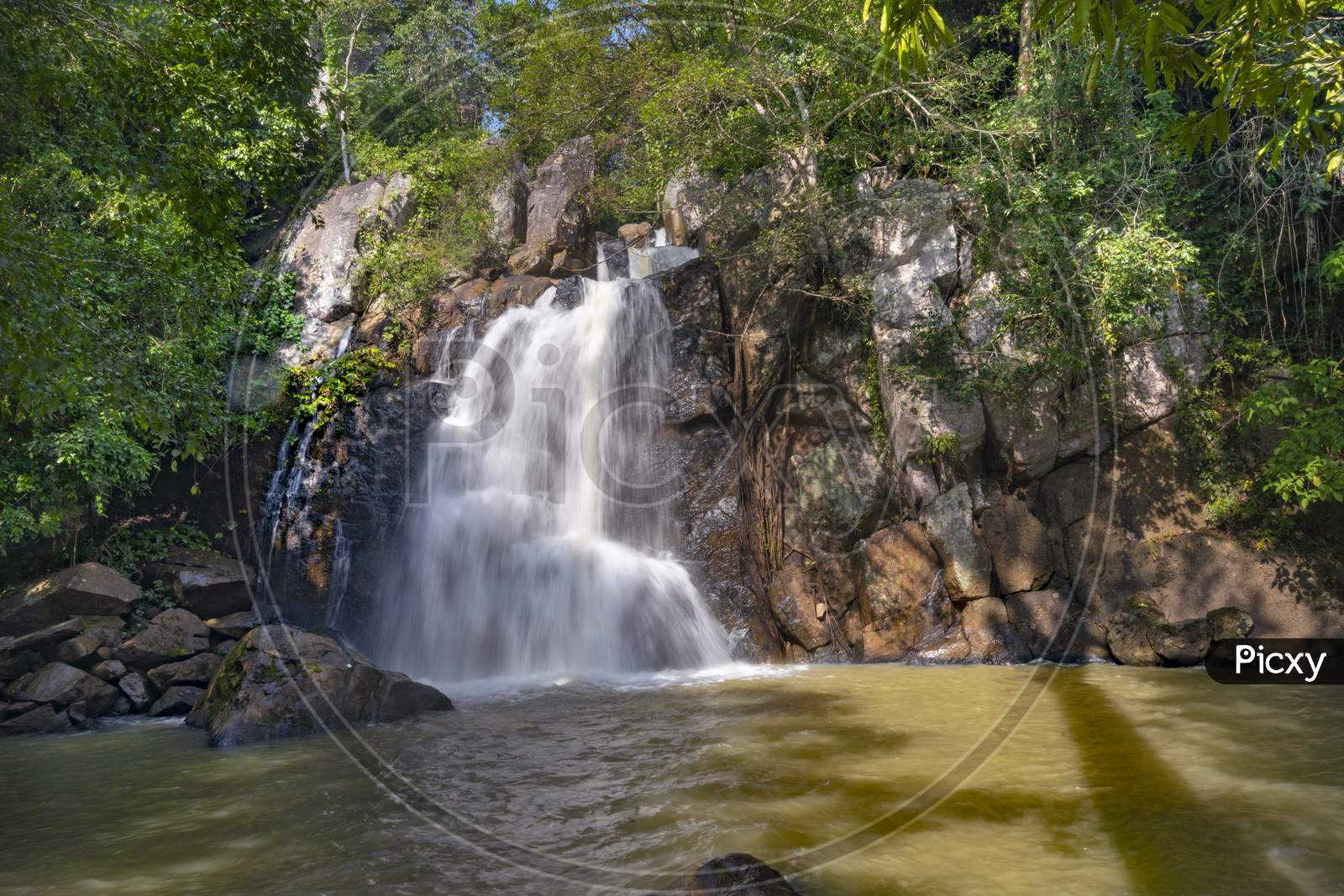 Water falls With Smooth And Silky Texture  of Water Flowing in an Tropical Forest