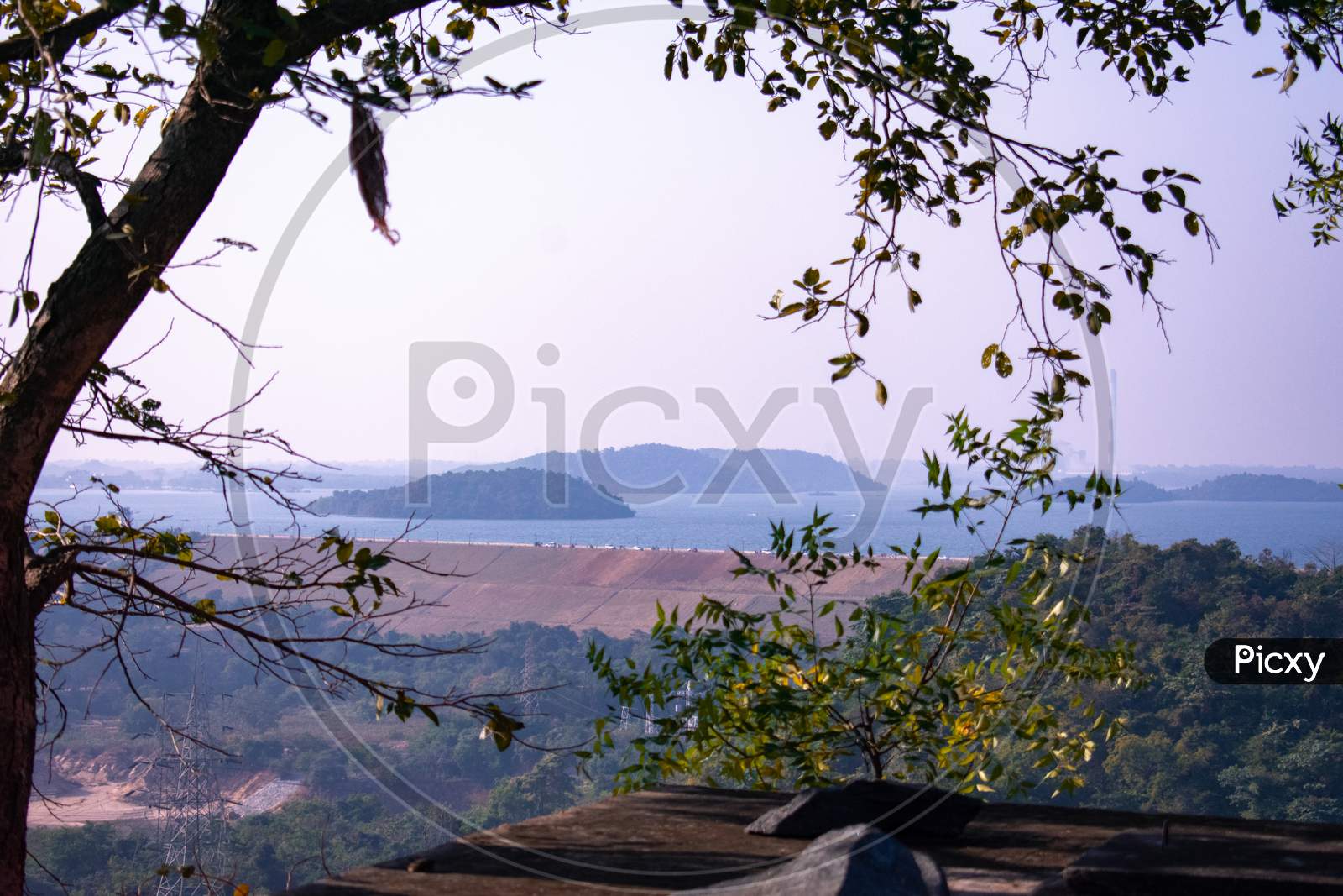 A View Of The Maithon Dam From The Top Of A Hill