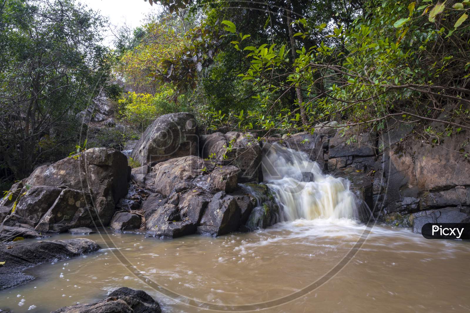 Waterfalls Long exposure  Shot With Water Silky Flowing Texture In an Tropical Forest
