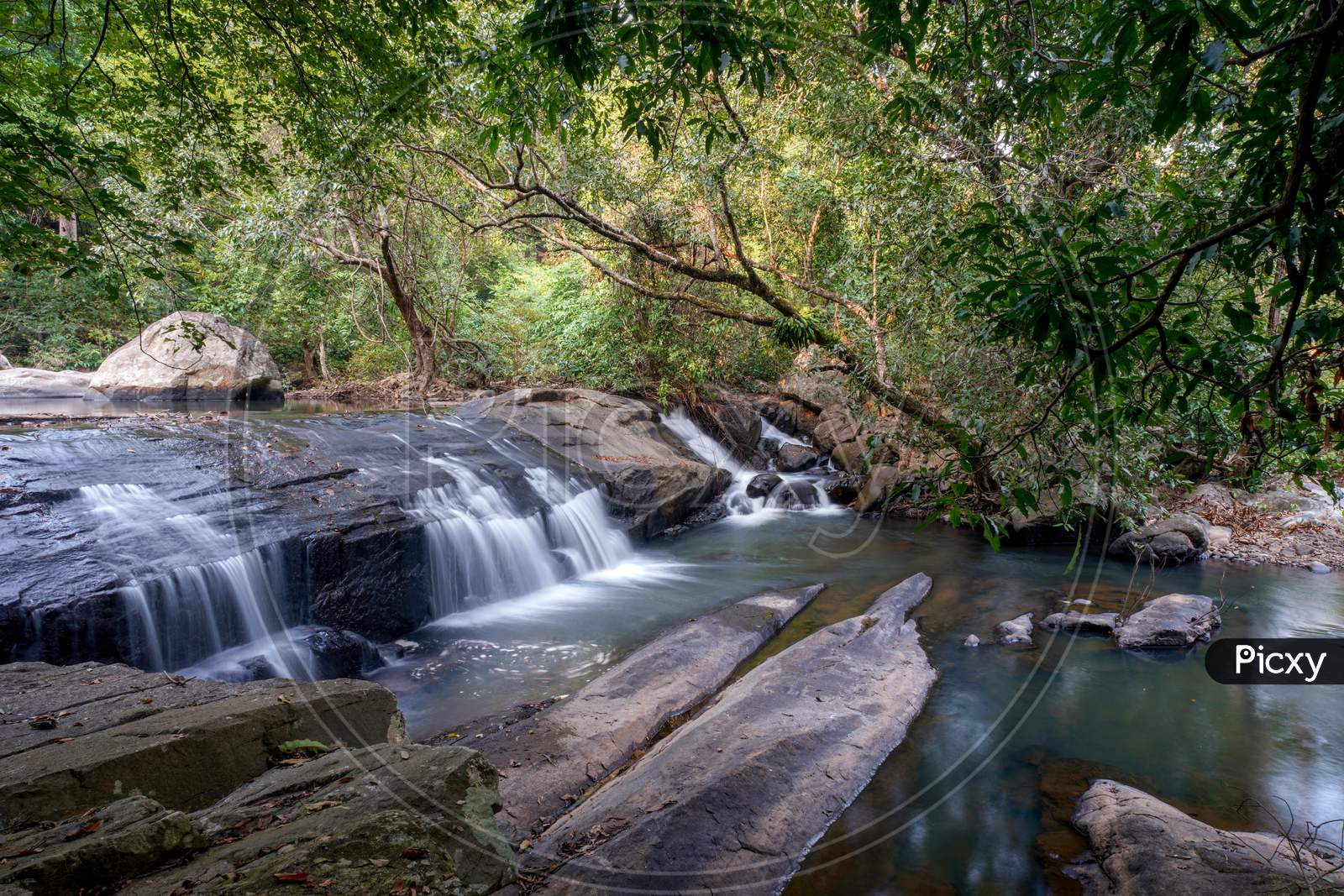 Waterfalls Long exposure  Shot With Water Silky Flowing Texture In an Tropical Forest