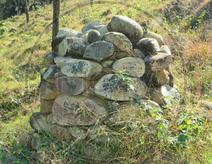 Stones pile in a Garden