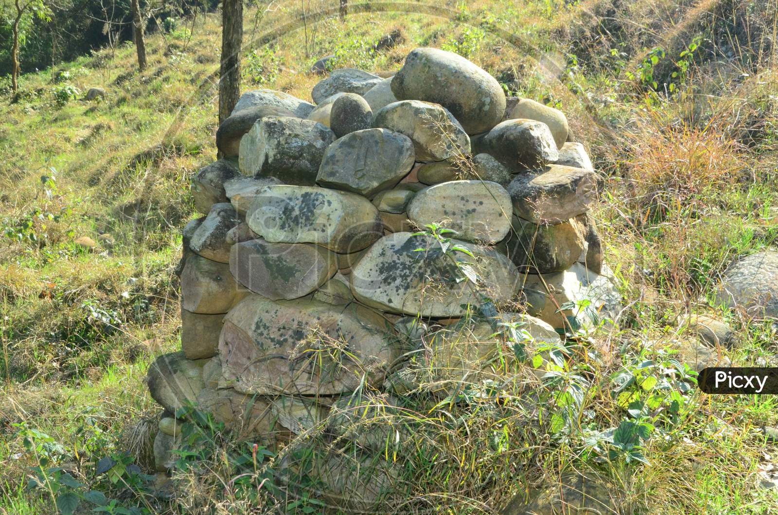 Stones pile in a Garden