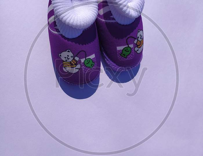 Woolen Shoes Of a Little Boy on white background