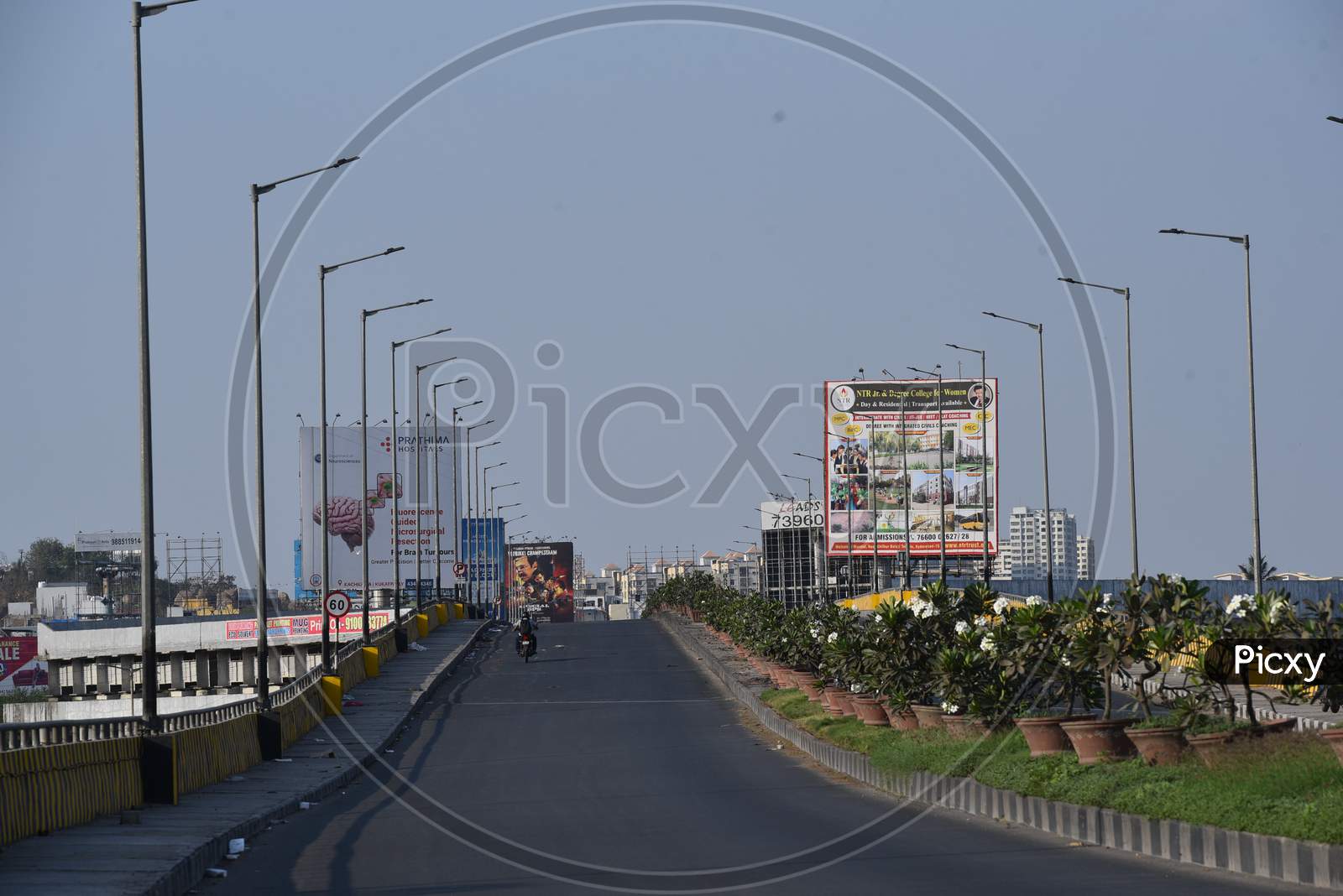 a deserted flyover at Hitech City MMTS local railway station in Hyderabad amid lockdown due to coronavirus pandemic