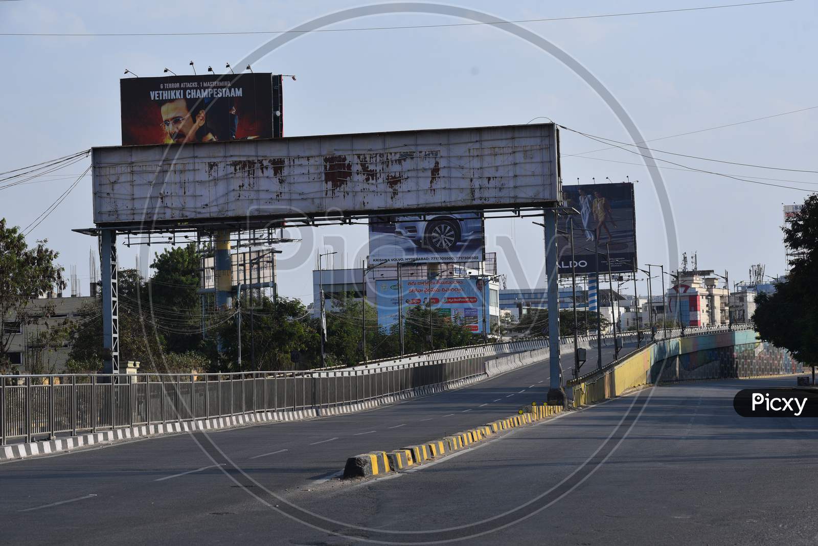 Empty Hitech City Flyover amid nationwide lockdown to curb the spread of coronavirus pandemic, covid 19