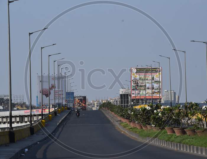 a deserted flyover at Hitech City MMTS local railway station in Hyderabad amid lockdown due to coronavirus pandemic