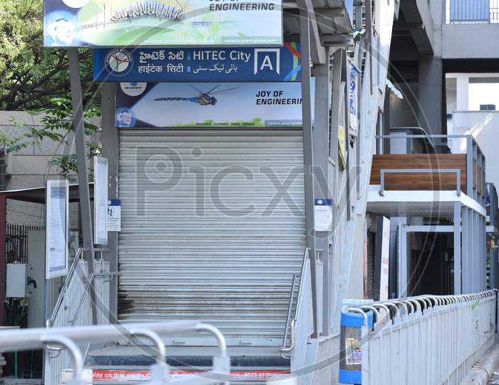 Hitec City Metro station closed till April 14,2020 due to lockdown imposed by government to curb the spread of coronavirus pandemic