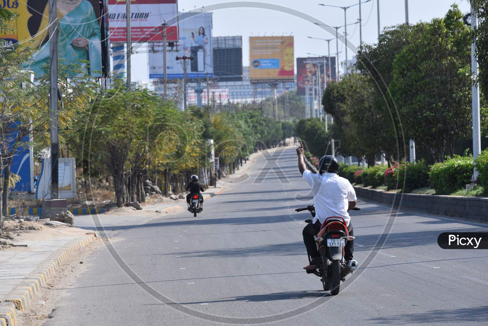Empty Roads With Minimal Commuting During Lock down For Corona Virus Or COVID 19 Outbreak in Hyderabad