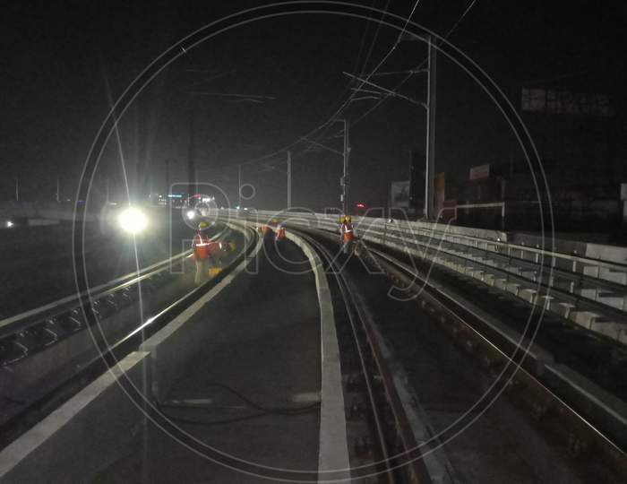 Hyderabad metro night shift track level work