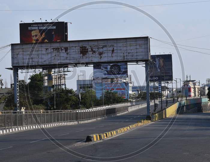 Empty Hitech City Flyover amid nationwide lockdown to curb the spread of coronavirus pandemic, covid 19