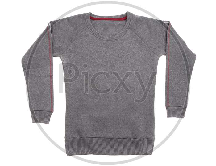 Gray Casual Male Sweater. Isolated On A White Background.