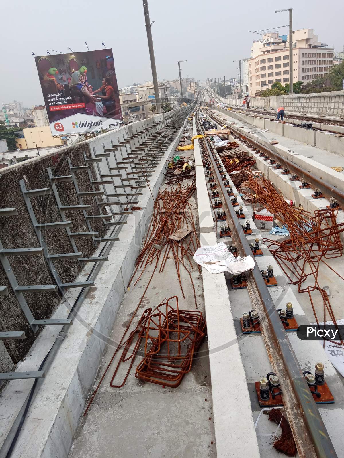 Under Construction Metro Tracks And Metro Stations in Hyderabad