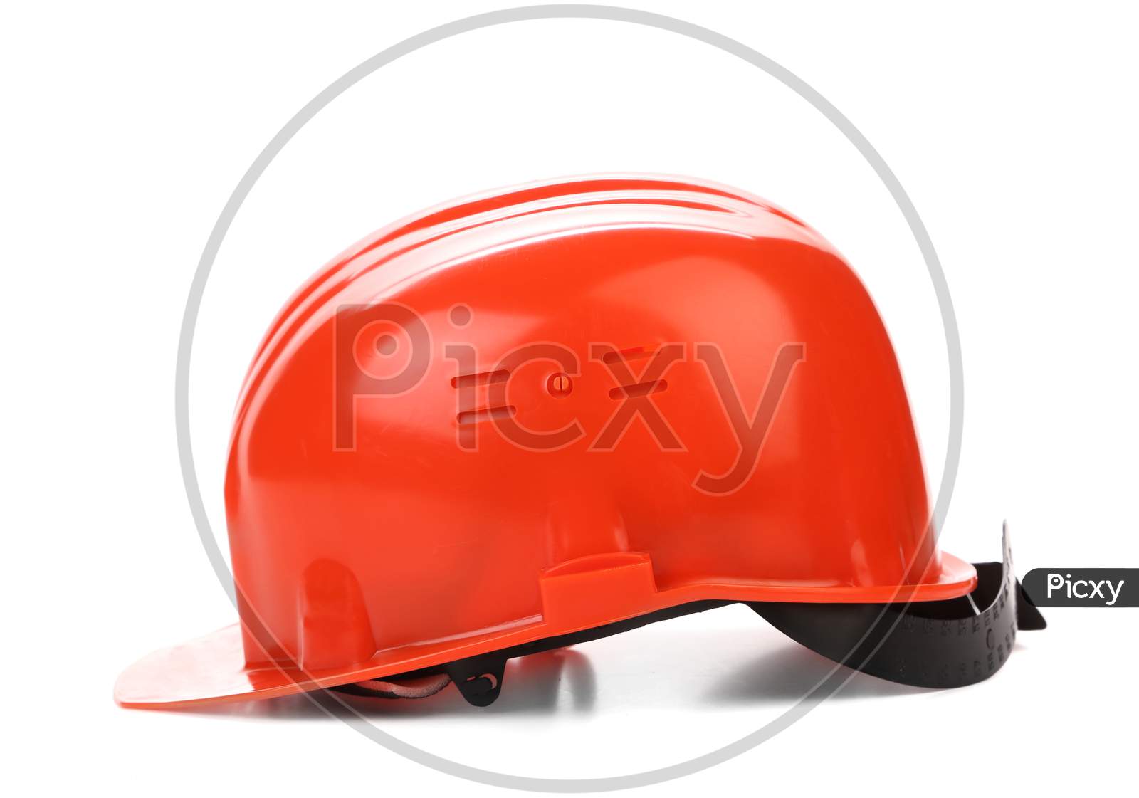 Side View Of Red Hard Hat. Isolated On A White Background.