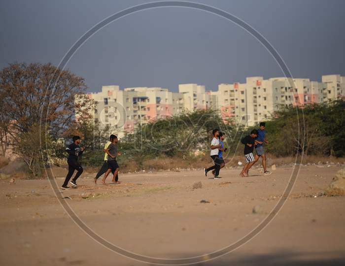 people jogging early morning in kaithalapur ground violating the lockdown rules during nationwide lockdown amid coronavirus pandemic