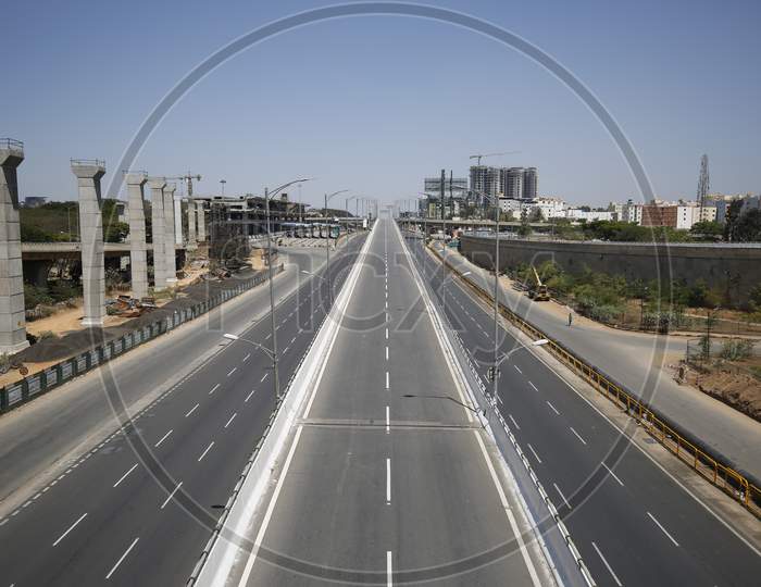 A View Empty Roads in Bangalore City Due To lockdown for Corona Virus or Covid-19 Pandemic