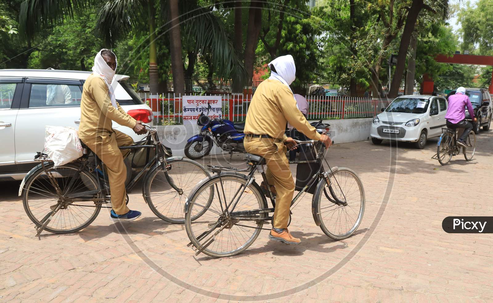 Postmen Going To Distribute Couriers  And Letters At A Post Office During A Nationwide Lockdown Amidst COVID-19 or Coronavirus Outbreak In Prayagraj, April 20, 2020