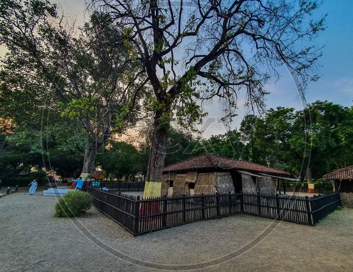 2Nd October 2019, Sevagram, India - View Of The Huts And Cottages Of Mahatma Gandhi'S Ashram At Sevagram, India- A Popular Indian Tourist Attraction