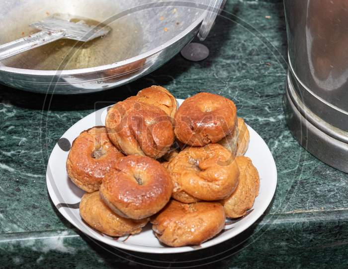 Balushahi sweets in a plate prepared at home