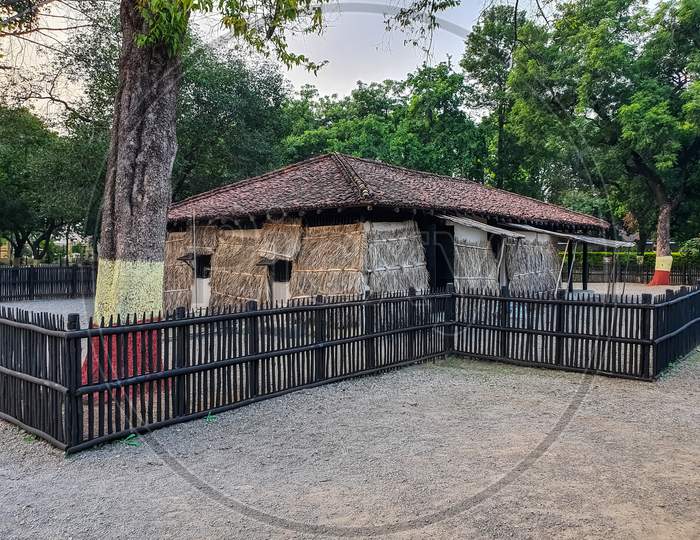 2Nd October 2019, Sevagram, India - View Of The Huts And Cottages Of Mahatma Gandhi'S Ashram At Sevagram, India- A Popular Indian Tourist Attraction