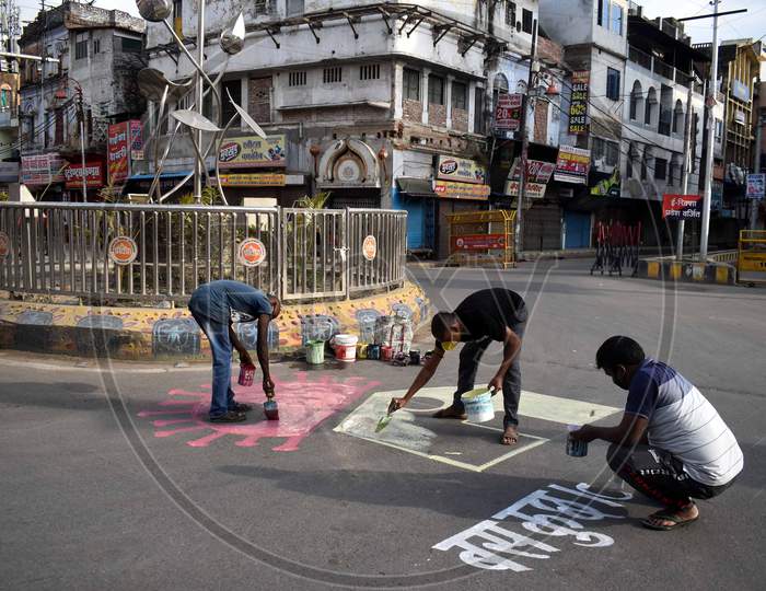 Street Art Made On Roads Of Prayagraj With Corona Related  Slogans During Lockdown  For Corona Virus ( COVID-19)  Pandemic