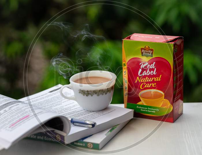 Red label natural care tea and books 
