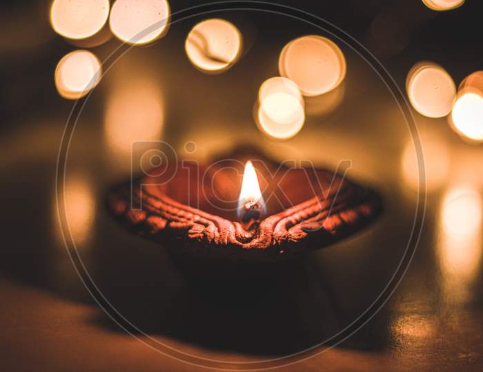 Decorated diya photo for indian festivals