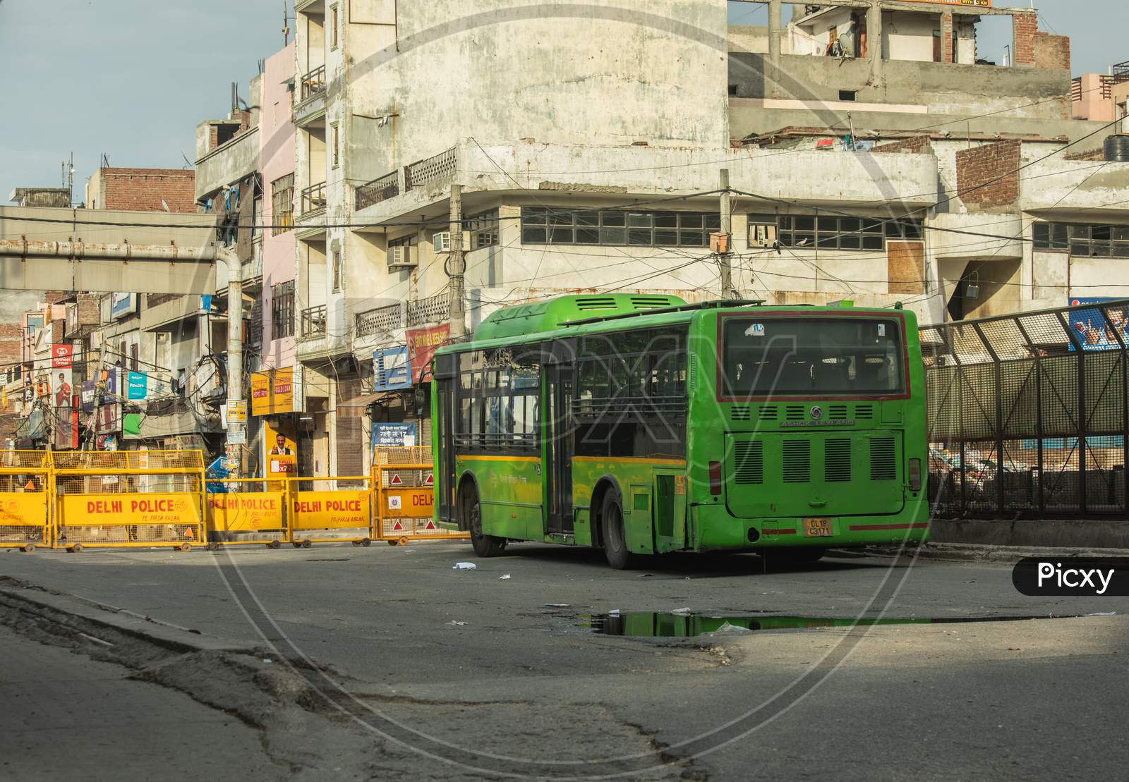 Empty Bus In Delhi During Lockdown 2020 amid coronavirus or covid 19 outbreak