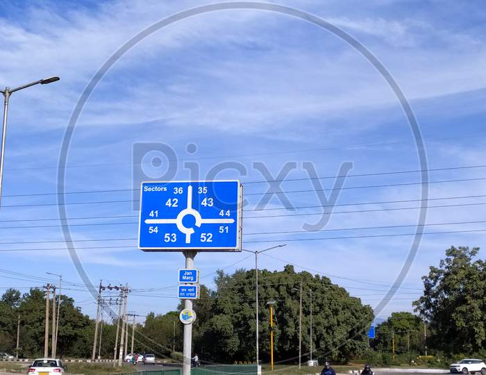 Direction Boards With Blue Sky Background