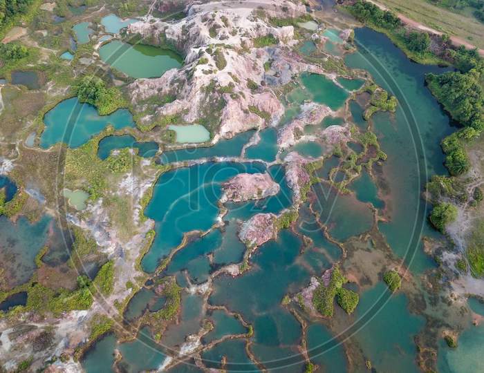 Aerial View Green Lake At Guar Petai.