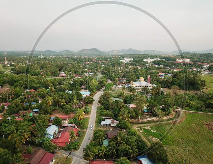 Aerial View Malays Kampung At Penanti.