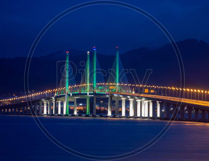 Penang Second Bridge In Blue Hour.
