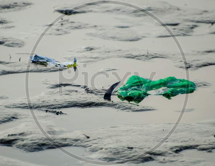 Plastic Rubbish At Coastal.